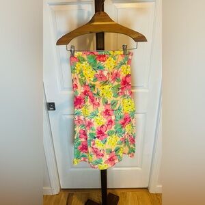 Mossimo Floral Hawaiian Strapless Dress or Swim Cover-Up Women M